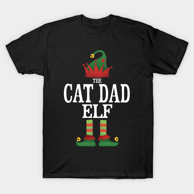 Cat Dad Elf Matching Family Group Christmas Party Pajamas T-Shirt by uglygiftideas